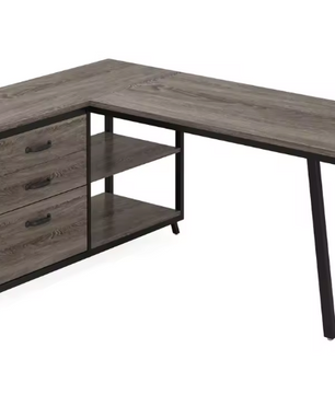 L-vormig Hoekbureau met Lades en Planken – 135 cm Breed