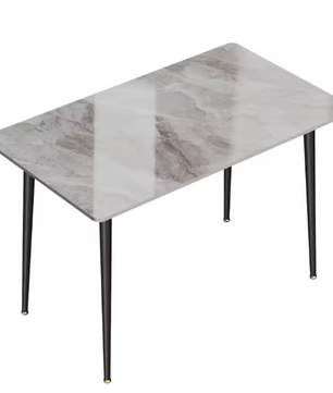 Moderne Marmeren Eettafel 120 cm – Rechthoekig & Metalen Frame