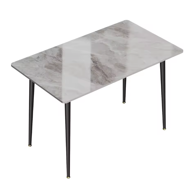 Moderne Marmeren Eettafel 120 cm – Rechthoekig & Metalen Frame