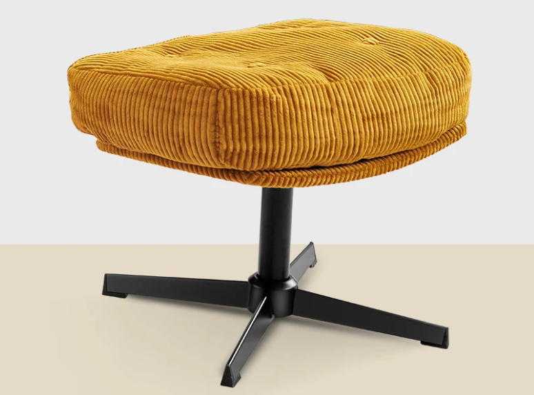 Moderne Opvouwbare Accentstoel met Poef – 360° Draaibare Getufte Loungestoel – Bouclé Stoffering & Verdikt Kussen – Voor Woonkamer en Loungehoek