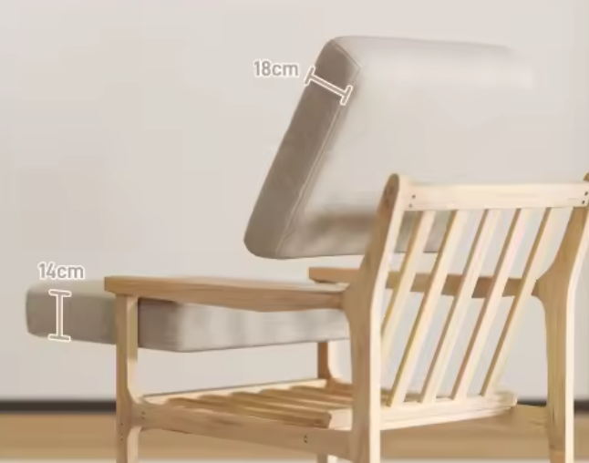 Moderne Loungestoel met Houten Frame – Afneembare Kussens & Linnenlook Bekleding – Comfortabele Accentstoel voor Woonkamer of Lounge