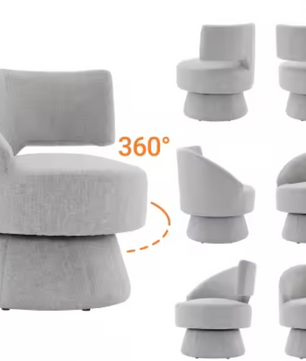 Moderne Draaistoel – 77 cm Hoog, Grijze Stoffen Bekleding & 360° Rotatie, Comfortabel en Stabiel