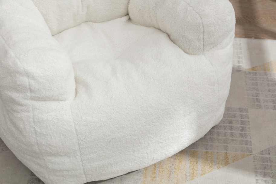 Witte Lounge Zitzakstoel – Comfortabele Teddyfauteuil zonder Montage, Zachte Stoffering & Ergonomisch Design