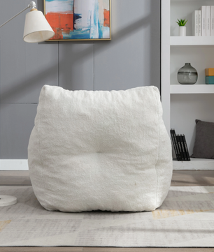 Witte Lounge Zitzakstoel – Comfortabele Teddyfauteuil zonder Montage, Zachte Stoffering & Ergonomisch Design