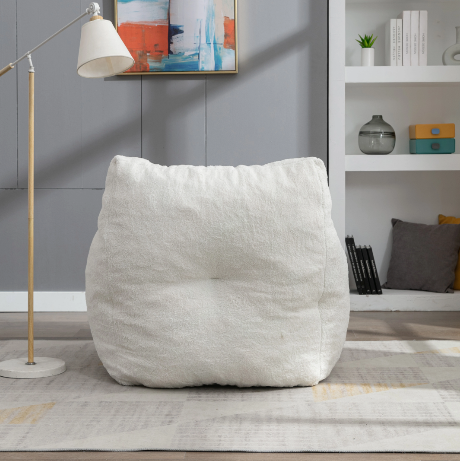Witte Lounge Zitzakstoel – Comfortabele Teddyfauteuil zonder Montage, Zachte Stoffering & Ergonomisch Design