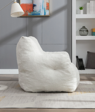 Witte Lounge Zitzakstoel – Comfortabele Teddyfauteuil zonder Montage, Zachte Stoffering & Ergonomisch Design