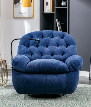 Blauwe Massagefauteuil met Verwarming – Verstelbare Relaxstoel met Opbergvak & Telefoonhouder, Zonder Shiatsu