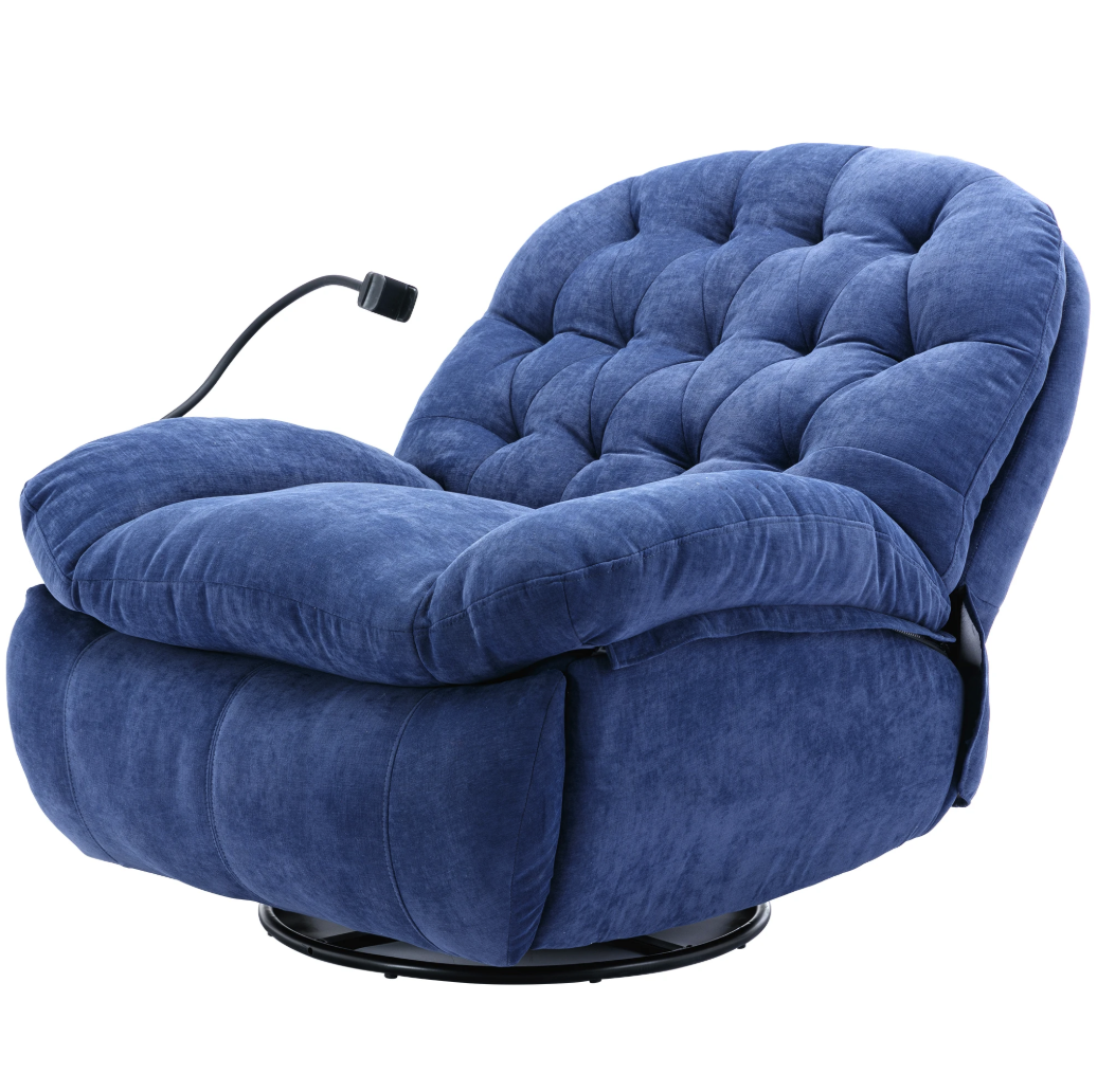 Blauwe Massagefauteuil met Verwarming – Verstelbare Relaxstoel met Opbergvak & Telefoonhouder, Zonder Shiatsu