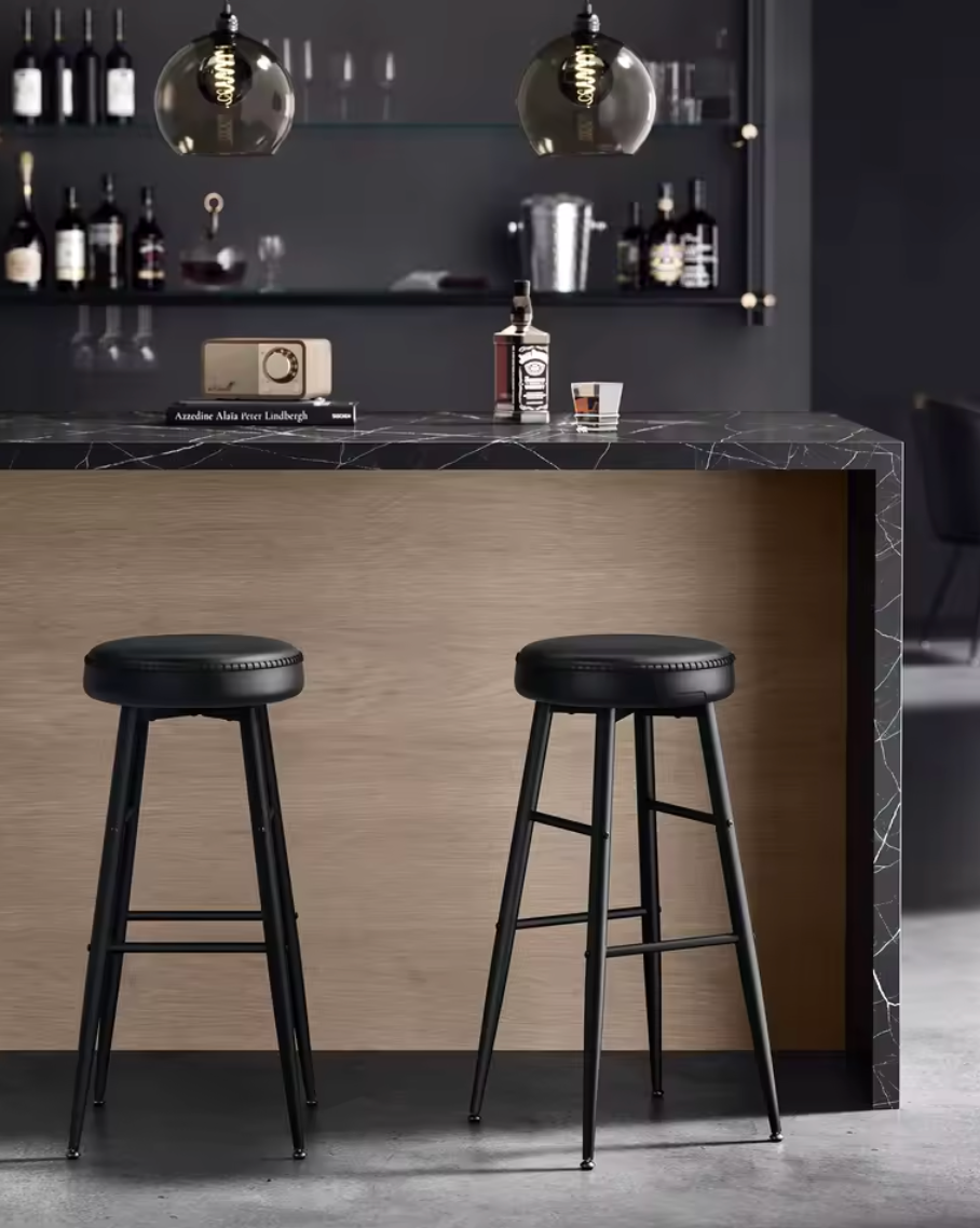 Set van 2 Moderne Barkrukken – Kunstleer & Stalen Poten – Comfortabele Zithoogte 76 cm