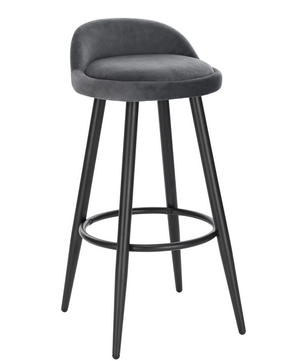 Set van 2 Barkrukken – Fluwelen Zitting met Voetsteun, Modern Design voor Keuken of Bar