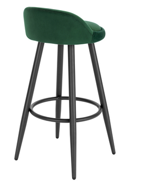 Set van 2 Barkrukken – Fluwelen Zitting met Voetsteun, Modern Design voor Keuken of Bar