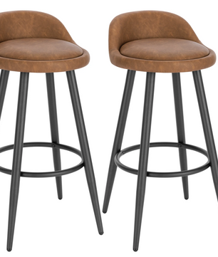 Set van 2 Barkrukken – Fluwelen Zitting met Voetsteun, Modern Design voor Keuken of Bar