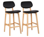 Set van 2 Witte Barkrukken – Kunstleer & Massief Hout, Modern Design voor Keuken of Bar