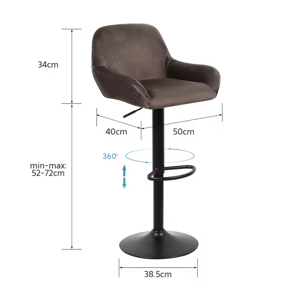 Set van 2 Draaibare Barkrukken – Verstelbaar – Met Rugleuning