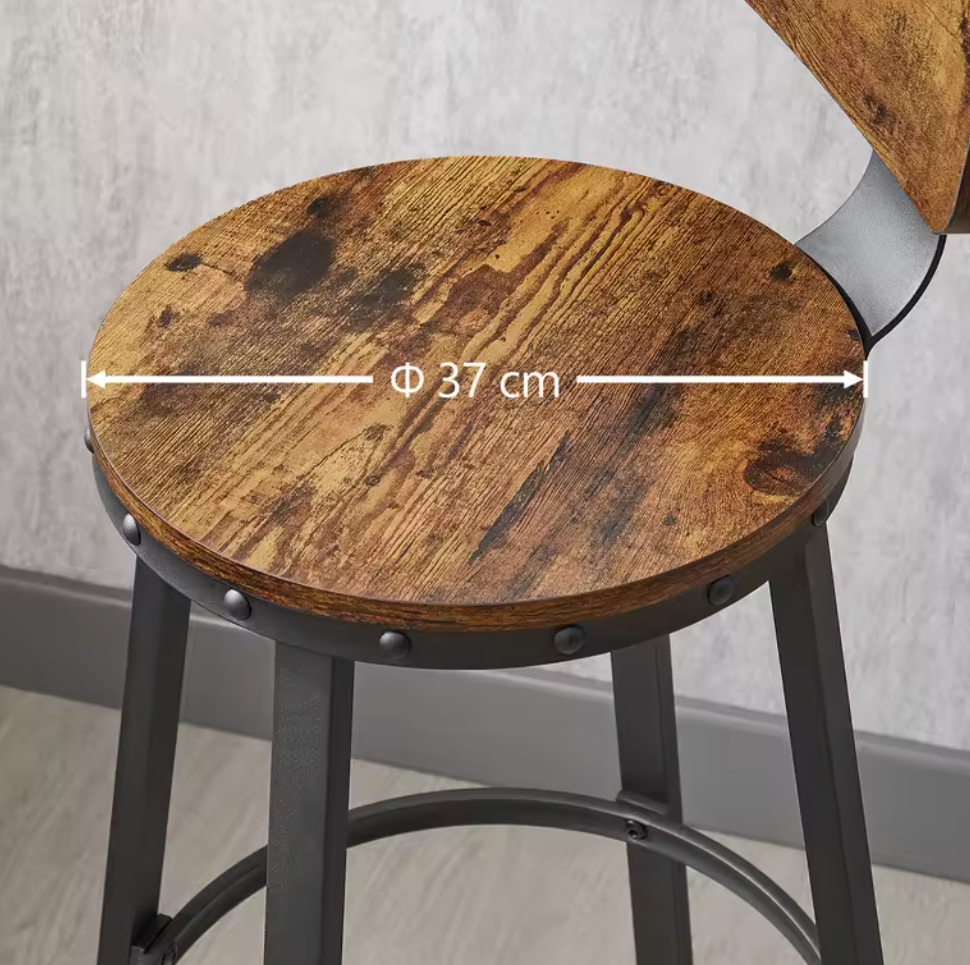 Set van 4 Industriële Barkrukken – 73 cm Hoog – Vintage Bruin