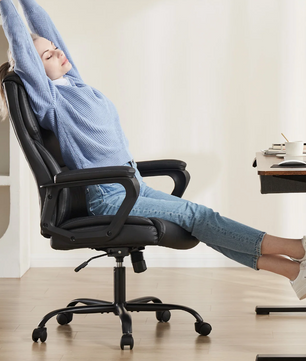 Ergonomische Gamingstoel – PU-Leder met Armleuningen, Lendensteun & Draaibare Wielen, Comfort voor Werk of Spel