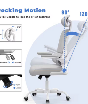 Ergonomische Mesh Bureaustoel – Met 3D Hoofdsteun, Adaptieve Lendensteun & Opklapbare Armleuningen