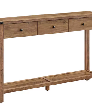 Landelijke Consoletafel met 3 Laden & Plank – Rustiek Houtdesign, 120×24×76 cm