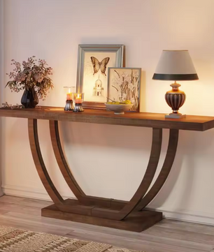 Industriële consoletafel 160×30 cm – rustiek met 2 niveaus