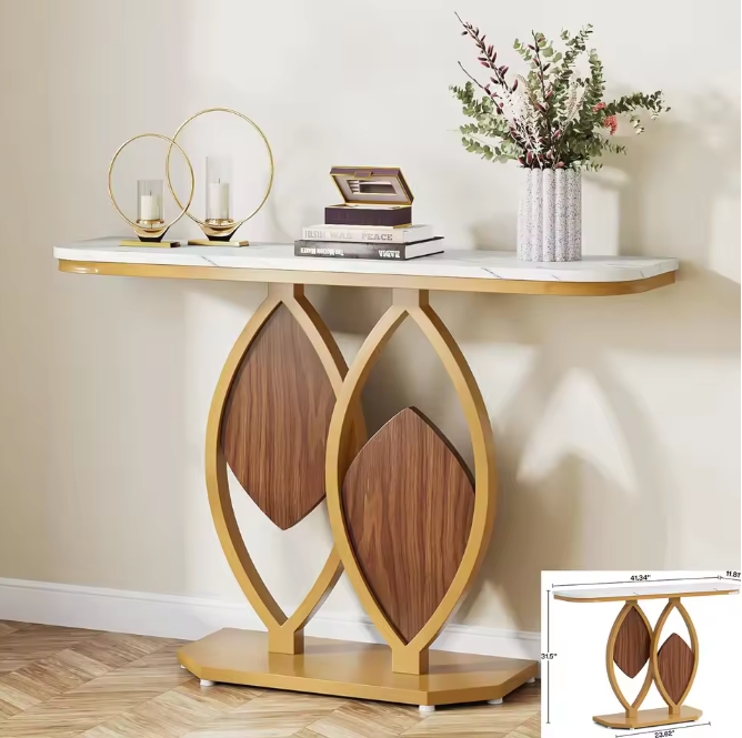 Industriële consoletafel 160×30 cm – rustiek met 2 niveaus