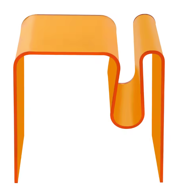 Transparante Acryl Bijzettafel – M-Vormig & Oranje Design