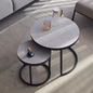 Set van 2 Scandinavische Salontafels – Ronde Tafels met Metaal & Hout, Stapelbaar en Modern