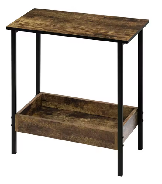 Compacte Salontafel met 2 Planken – Licht Eiken & Zwart Metaal