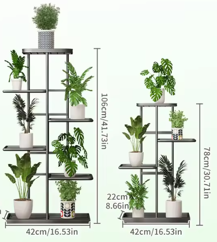 Plantenrek met 6/7/8 Lagen – Metalen Plantenstandaard voor Binnen & Buiten