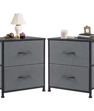 Nachtkastje met 2 Stoffen Laden – Compact & Multifunctioneel