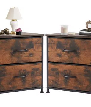 Nachtkastje met 2 Stoffen Laden – Compact & Multifunctioneel