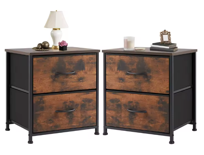 Nachtkastje met 2 Stoffen Laden – Compact & Multifunctioneel