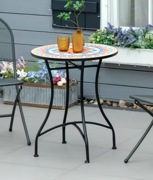 Ronde mozaïek bistrotafel 60 cm keramiek en metaal