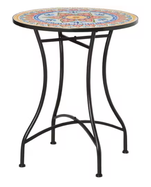 Ronde mozaïek bistrotafel 60 cm keramiek en metaal