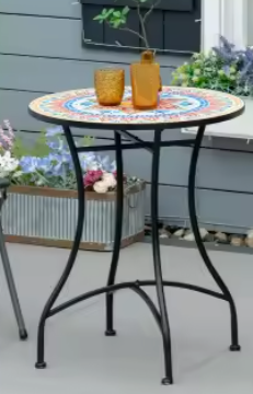 Ronde mozaïek bistrotafel 60 cm keramiek en metaal