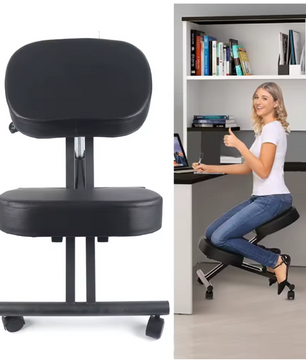 Ergonomische Kniestoel – Verstelbaar – Met 80 mm Kussens – Zwart