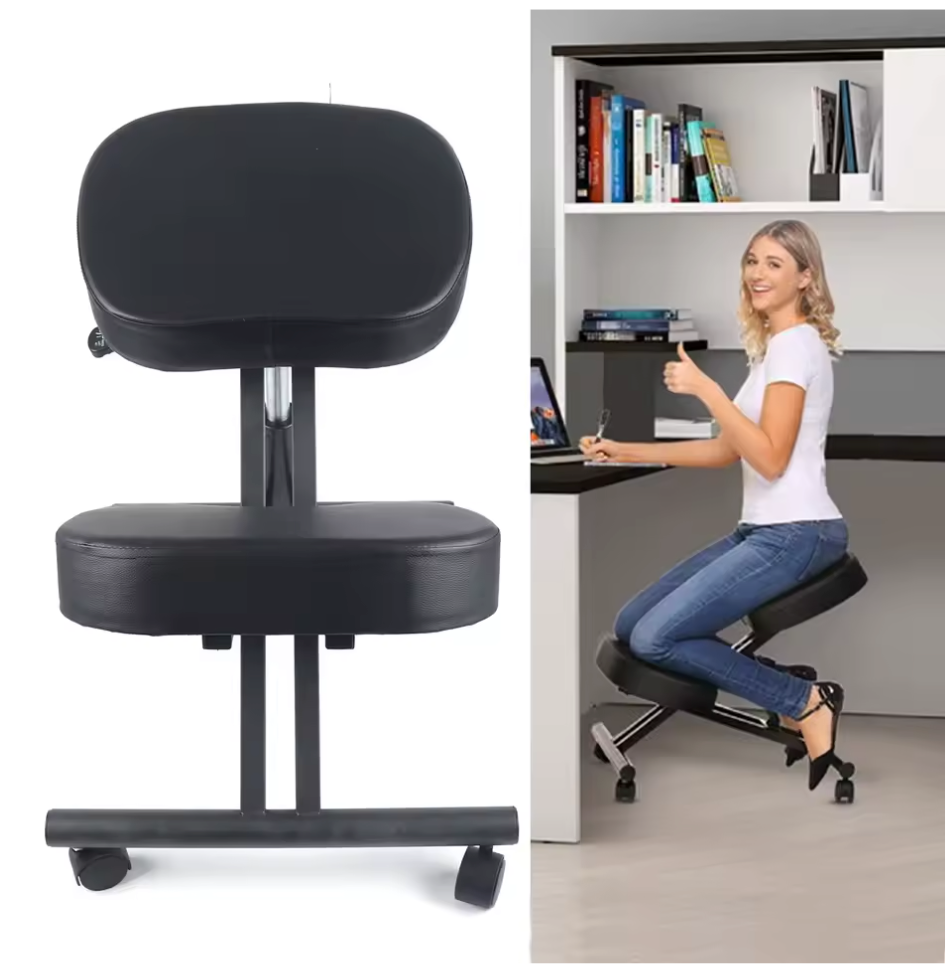 Ergonomische Kniestoel – Verstelbaar – Met 80 mm Kussens – Zwart
