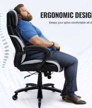 Heavy Duty Directiestoel – Ergonomisch – PU Leer – Verstelbare Lendensteun