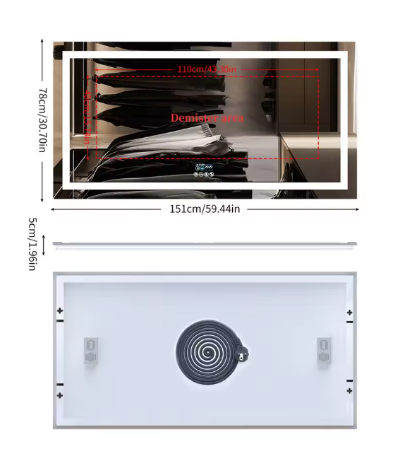 XXL LED Badkamerspiegel – Bluetooth, Anti-Condens & Display