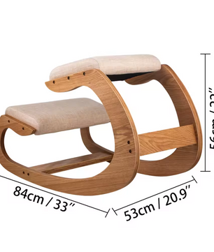 Ergonomische Knielstoel van Hout – Schommelend – Met Dik Kussen