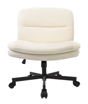 Ergonomische Stoffen Bureaustoel Beige – Armloos – Verstelbaar – Gekruiste Poten