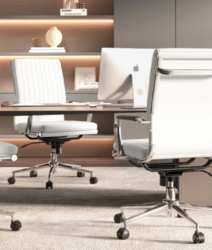 Ergonomische Bureaustoel Wit of Grijs (Teddy) – In Hoogte Verstelbaar – Met Schommelfunctie