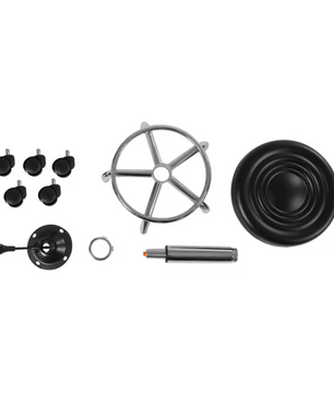 Verstelbare Zwarte Kruk – 33 cm – Met Wielen en Voetsteun – 150 kg