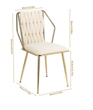 Set van 2 Fluwelen Eetkamerstoelen – Verguld Frame – Metalen Poten