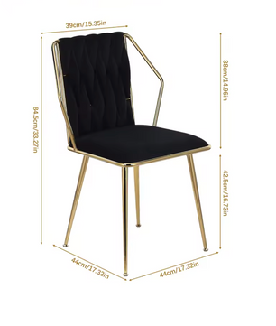 Set van 2 Fluwelen Eetkamerstoelen – Verguld Frame – Metalen Poten