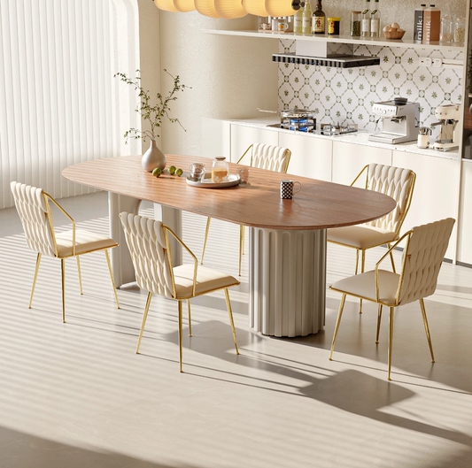Set van 2 Fluwelen Eetkamerstoelen – Verguld Frame – Metalen Poten