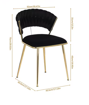 Set van 2 Fluwelen Eetkamerstoelen – Zwarte Gekruiste Rugleuning