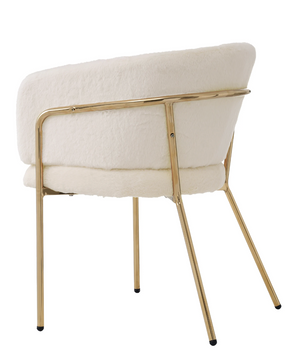 Luxe Fauteuil van Imitatiebont Konijn – Gouden Metalen Poten – Beige