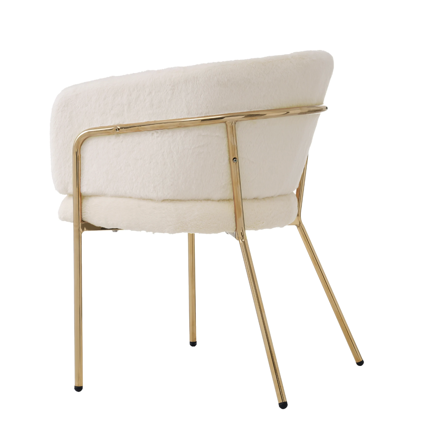 Luxe Fauteuil van Imitatiebont Konijn – Gouden Metalen Poten – Beige
