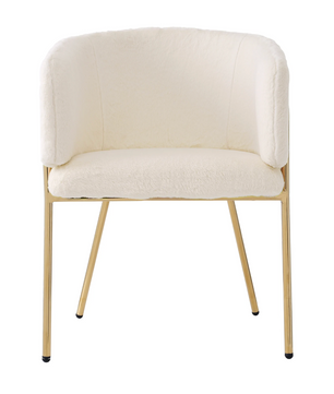 Luxe Fauteuil van Imitatiebont Konijn – Gouden Metalen Poten – Beige