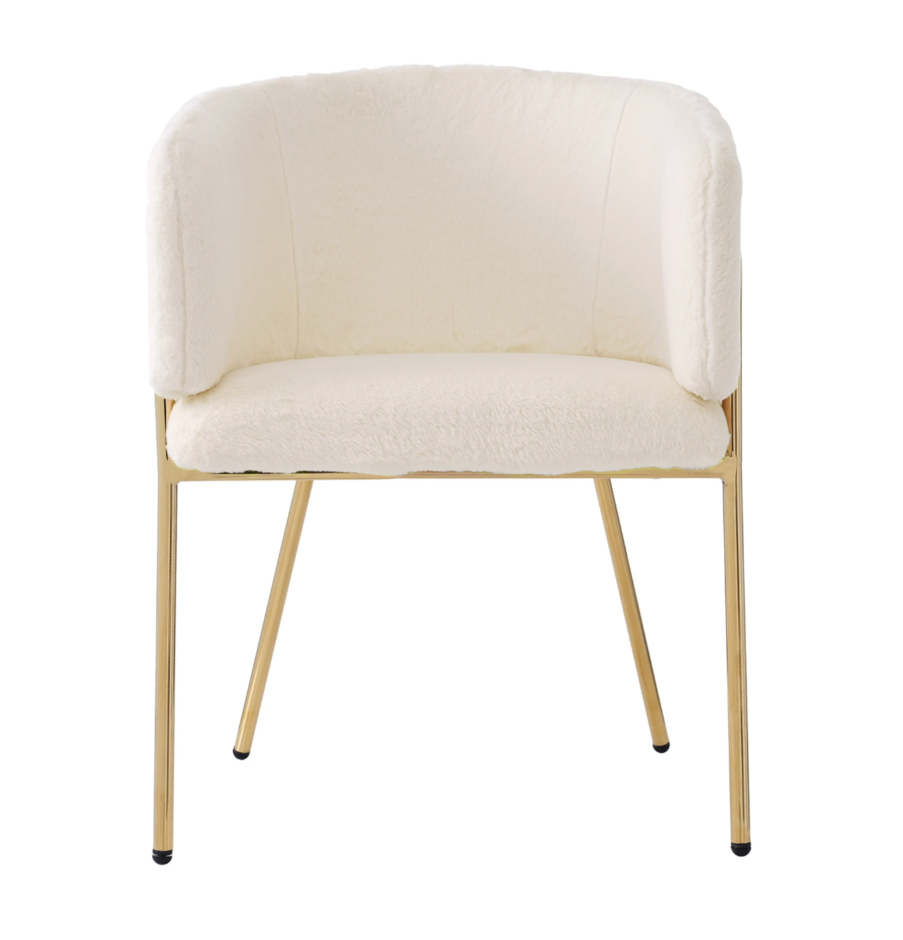 Luxe Fauteuil van Imitatiebont Konijn – Gouden Metalen Poten – Beige